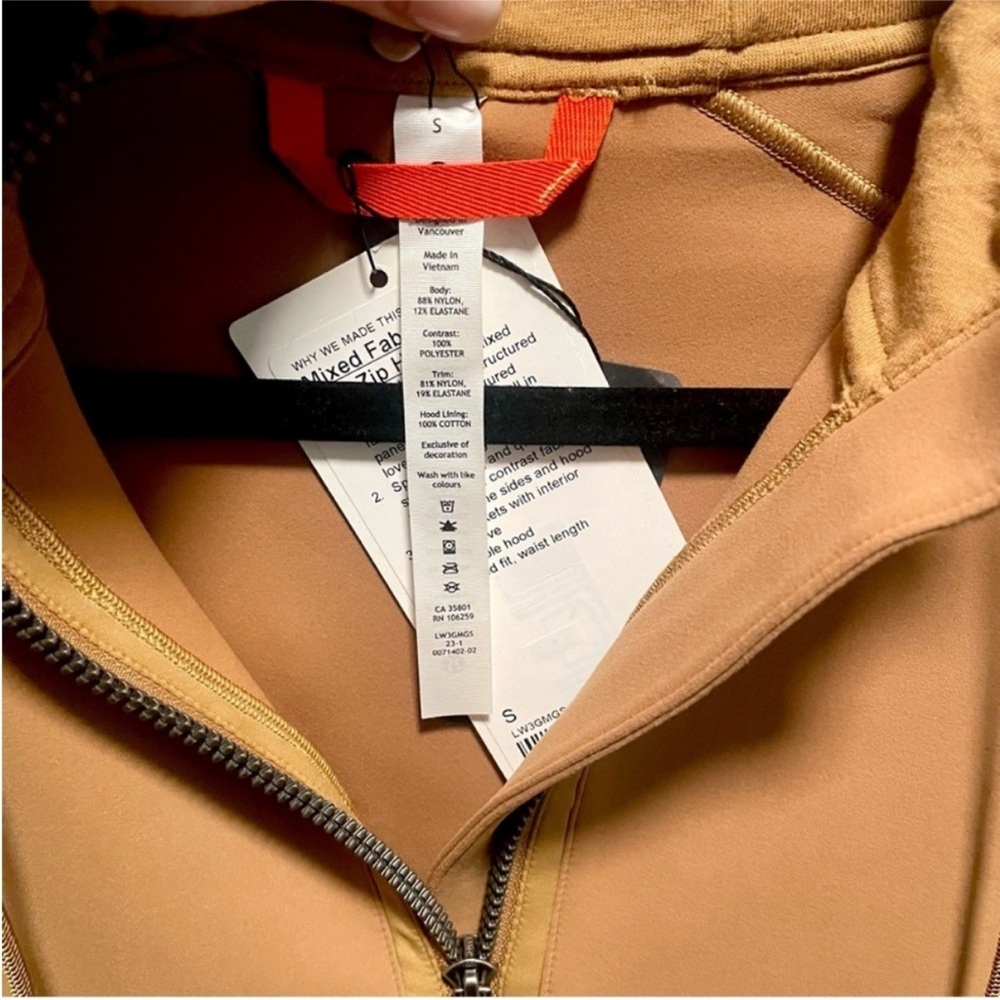 NWT Lululemon – Mixed Fabric Full Zip Oversized Hoodie Jacket Bold Beige – Sz. S - Picture 8 of 10